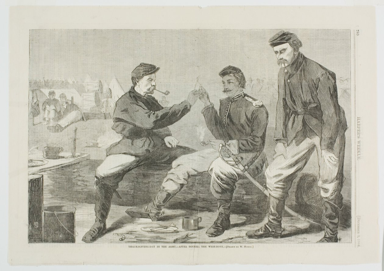 Thanksgiving-dagen i armén - efter middagen Önskebenet av Winslow Homer