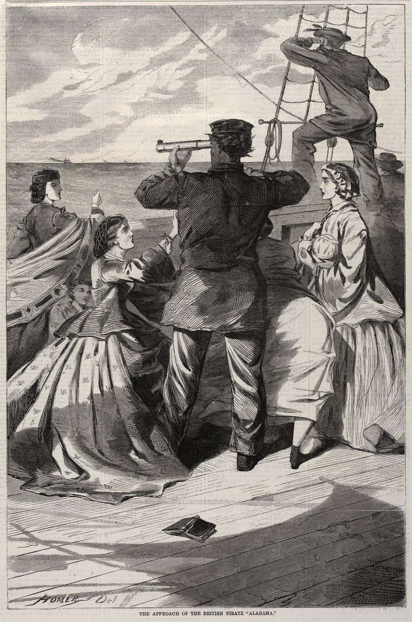 The Approach of the British Pirate Alabama, 1863. av Winslow Homer