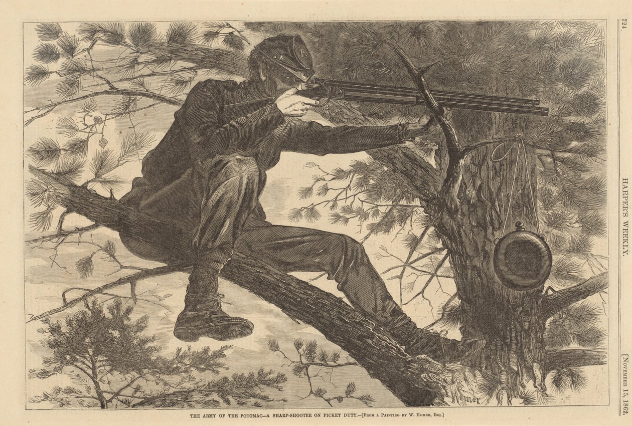 The Army of the Potomac - A Sharp-Shooter on Picket Duty, 1862. av Winslow Homer