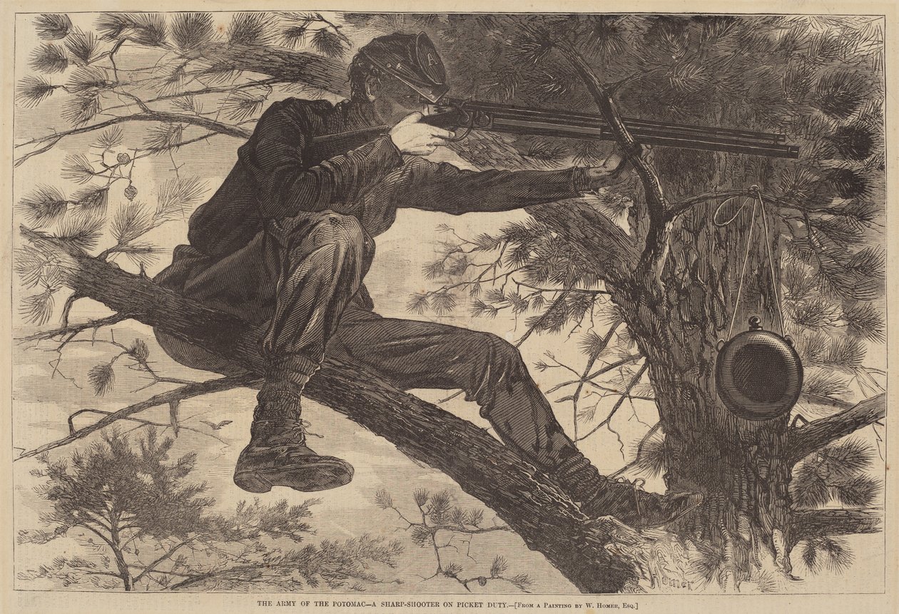 The Army of the Potomac - A Sharp-Shooter on Picket Duty, publicerad 1862. av Winslow Homer