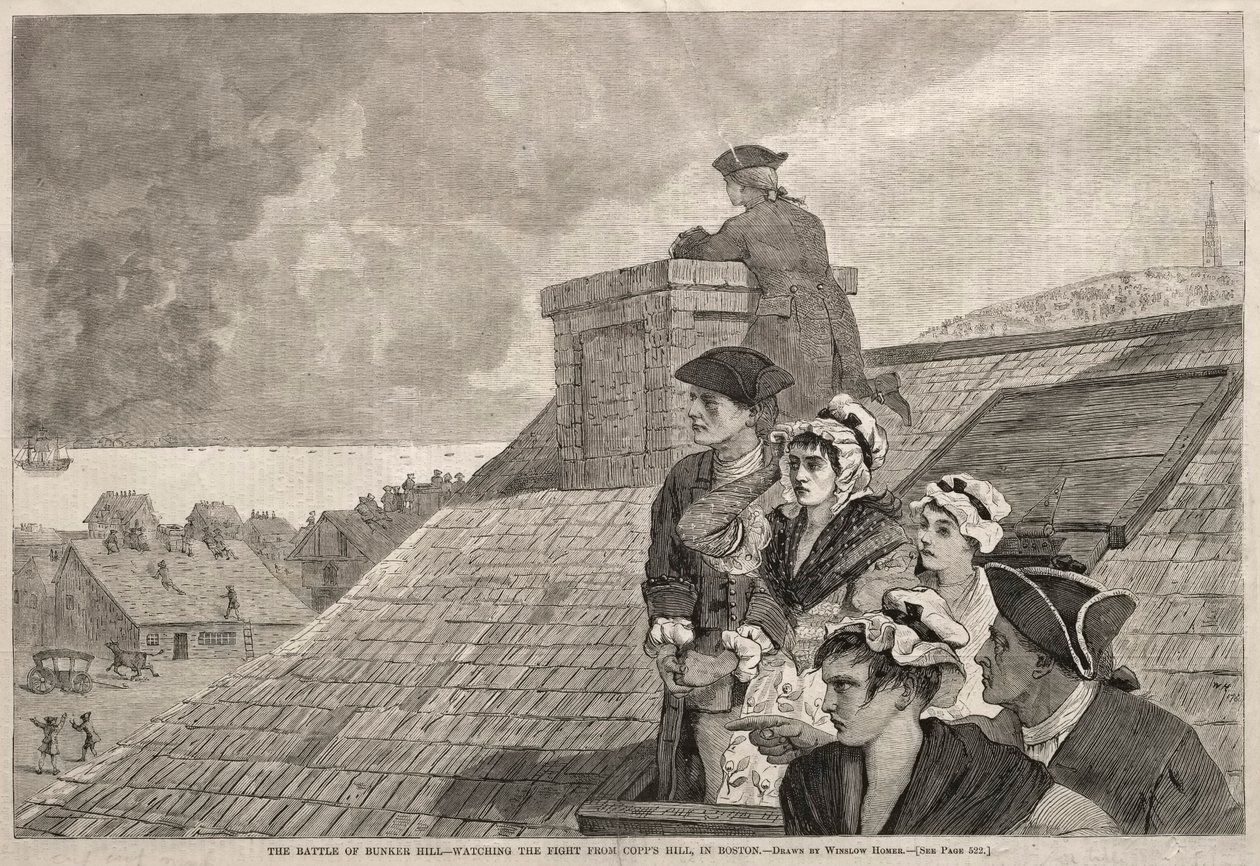 Slaget vid Bunker Hill - Att se kampen från Copps Hill, i Boston, 1875. av Winslow Homer