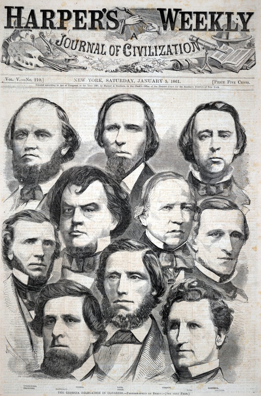 Georgias delegation i kongressen – Foto av Brady, ur Harper’s Weekly, 5 januari 1861 av Winslow Homer