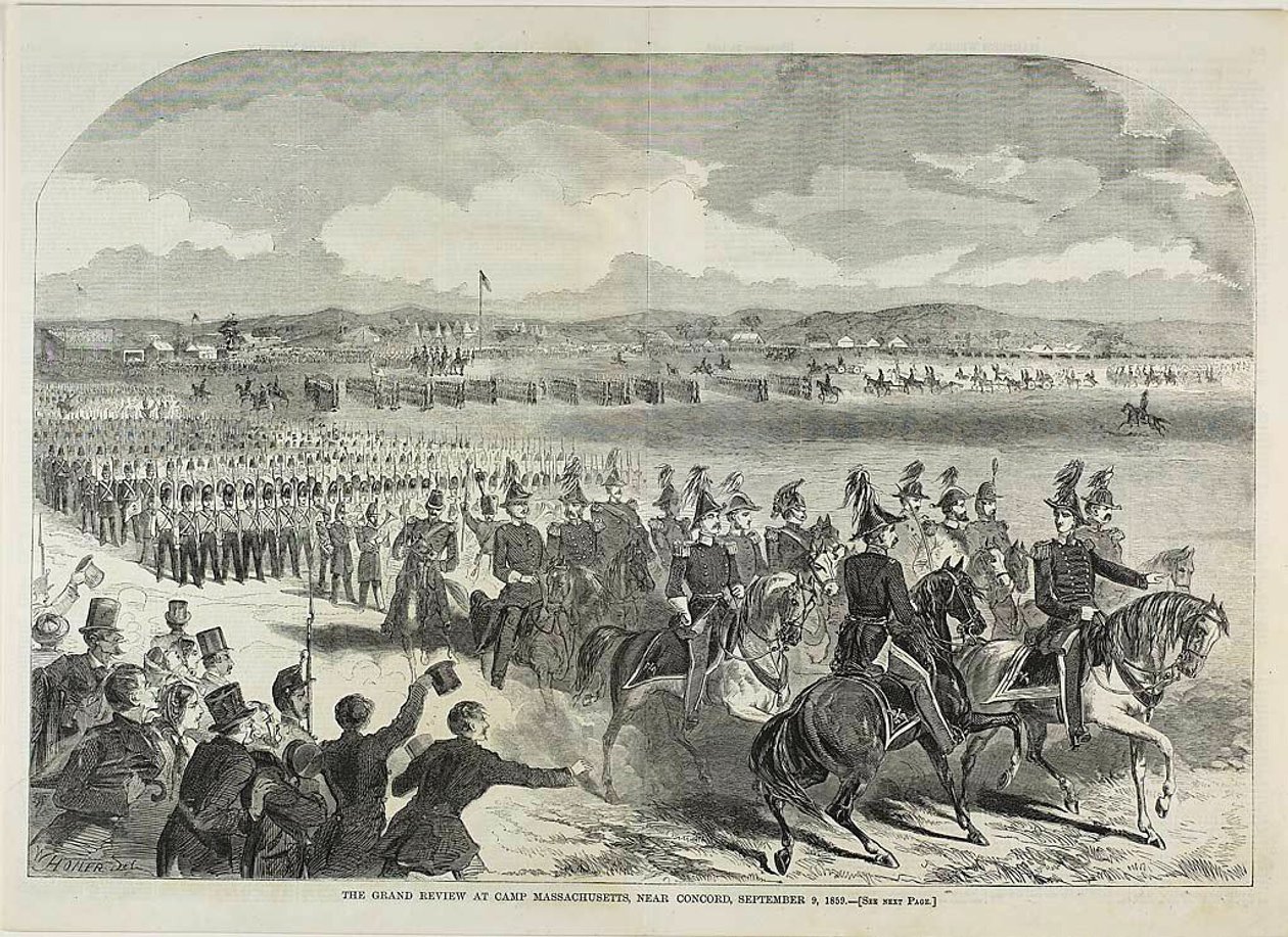 Den stora genomgången på Camp Massachusetts, nära Concord av Winslow Homer
