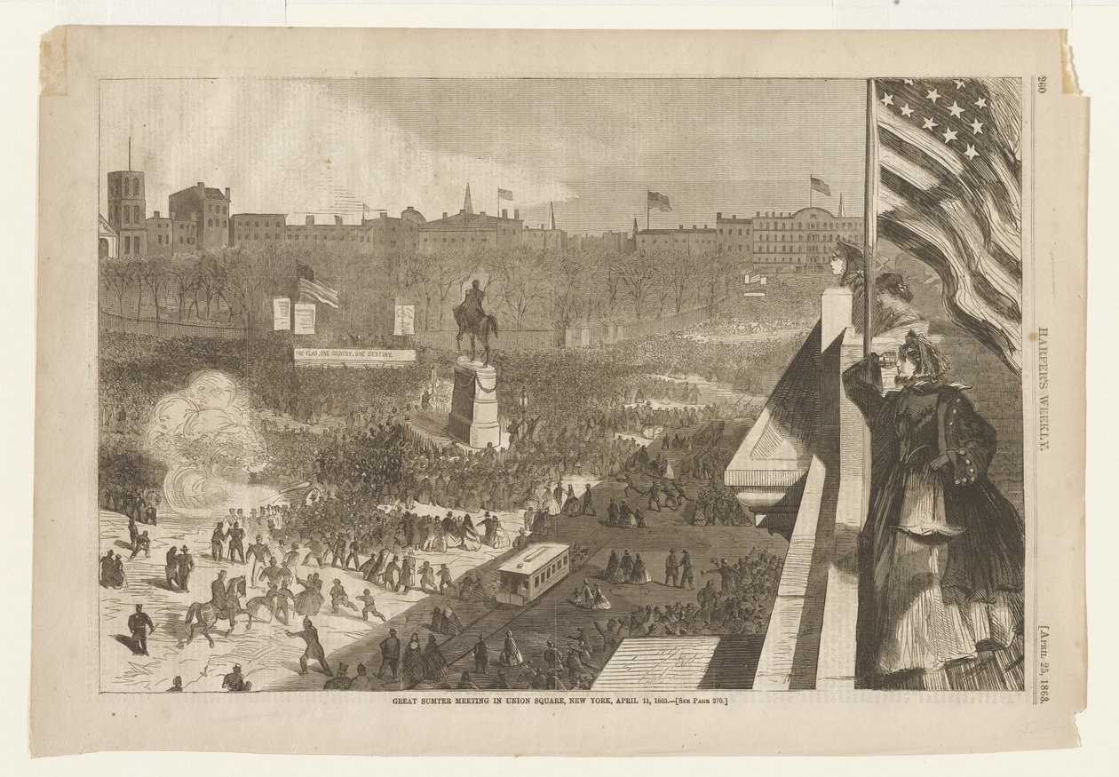 Det stora Sumter-mötet på Union Square i New York den 11 april 1863 av Winslow Homer