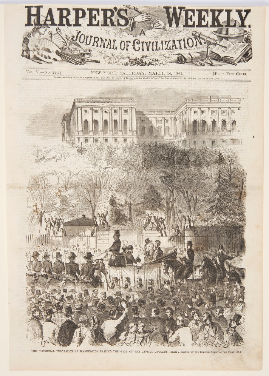 Invigningsprocessionen i Washington passerar porten till Capitol Grounds, från Harper