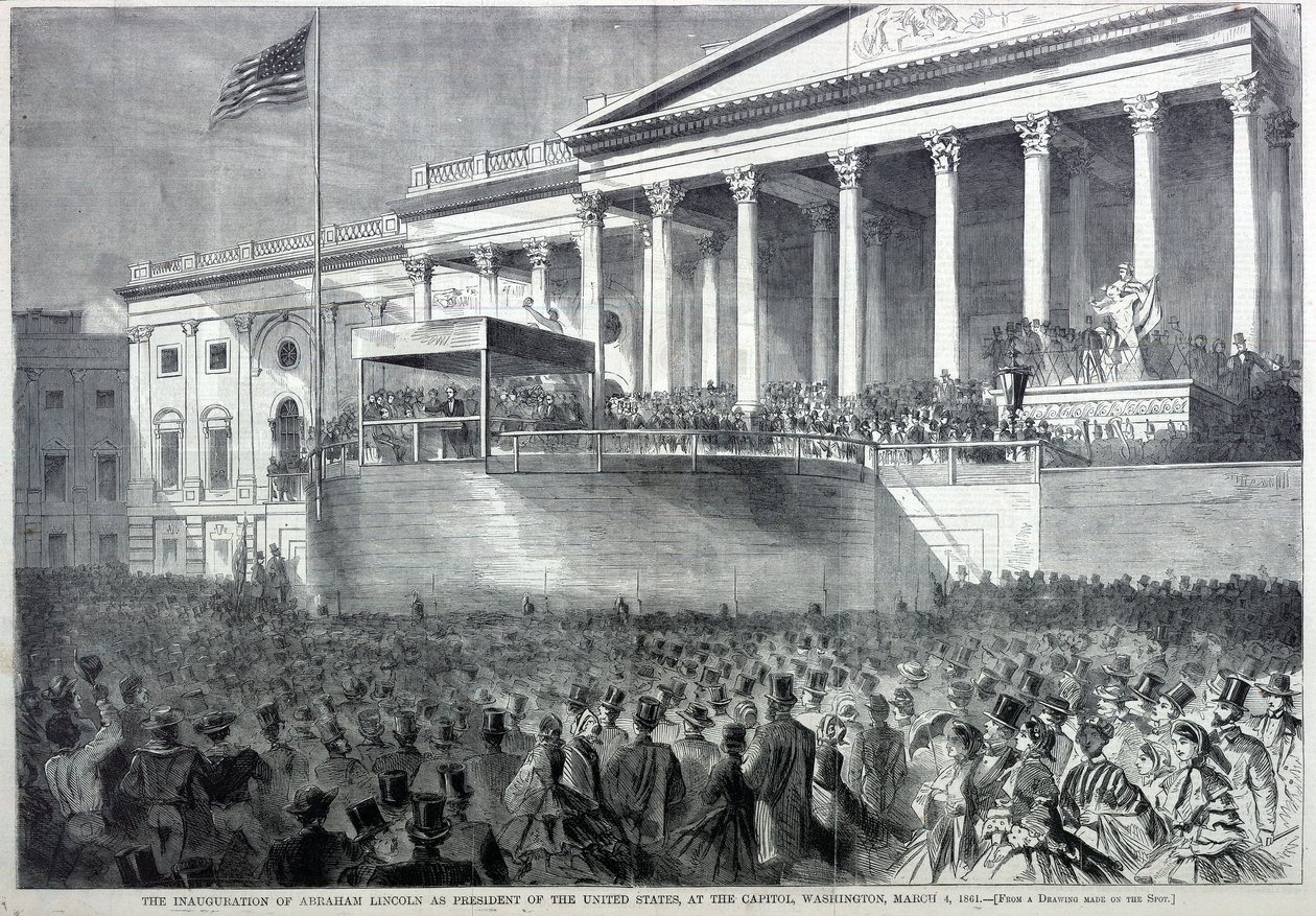 Invigningen av Abraham Lincoln som president, från Harper