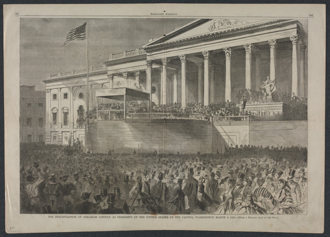 Invigningen av Abraham Lincoln som USA:s president, i Kapitolium, Washington, den 4 mars 1861 av Winslow Homer