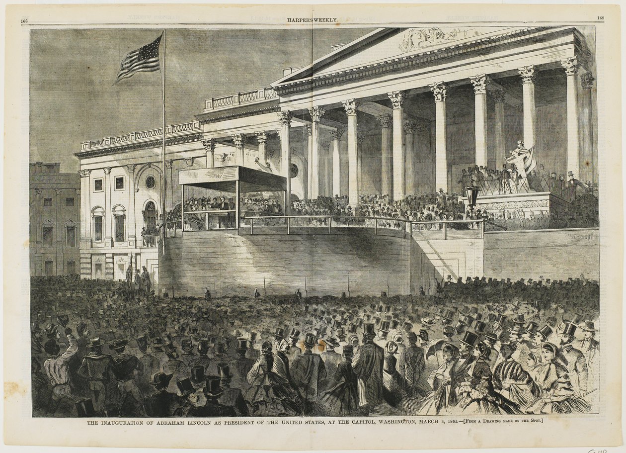 Abraham Lincolns tillträde som USA:s president i Kapitolium, Washington, den 4 mars 1861 av Winslow Homer
