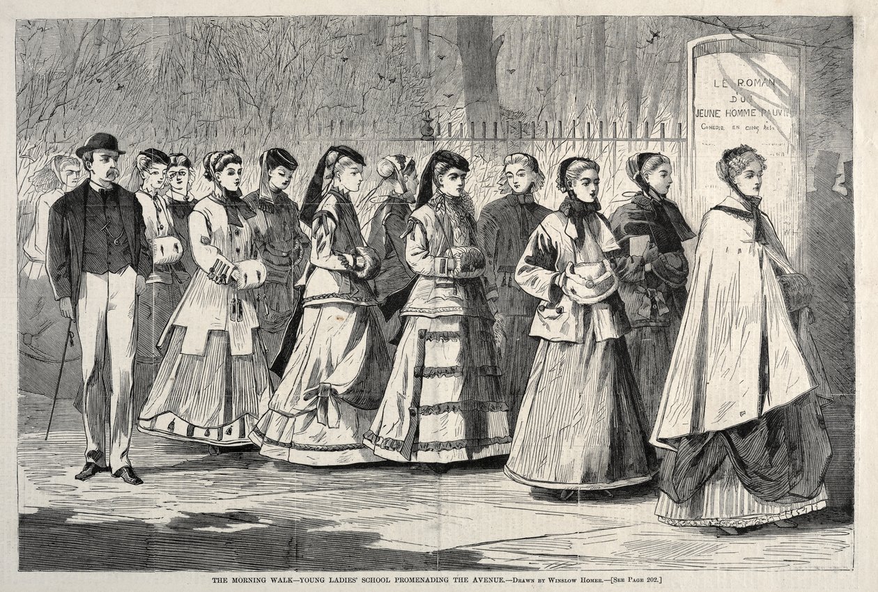 Morgonpromenaden – Eleverna från flickskolan promenerar längs avenyn av Winslow Homer