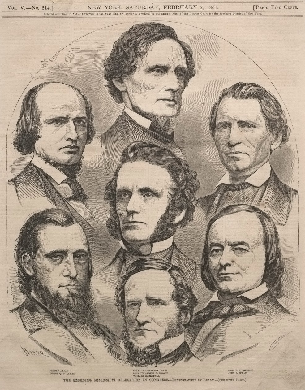 Den avskiljande Mississippi-delegationen i kongressen, 1861 av Winslow Homer