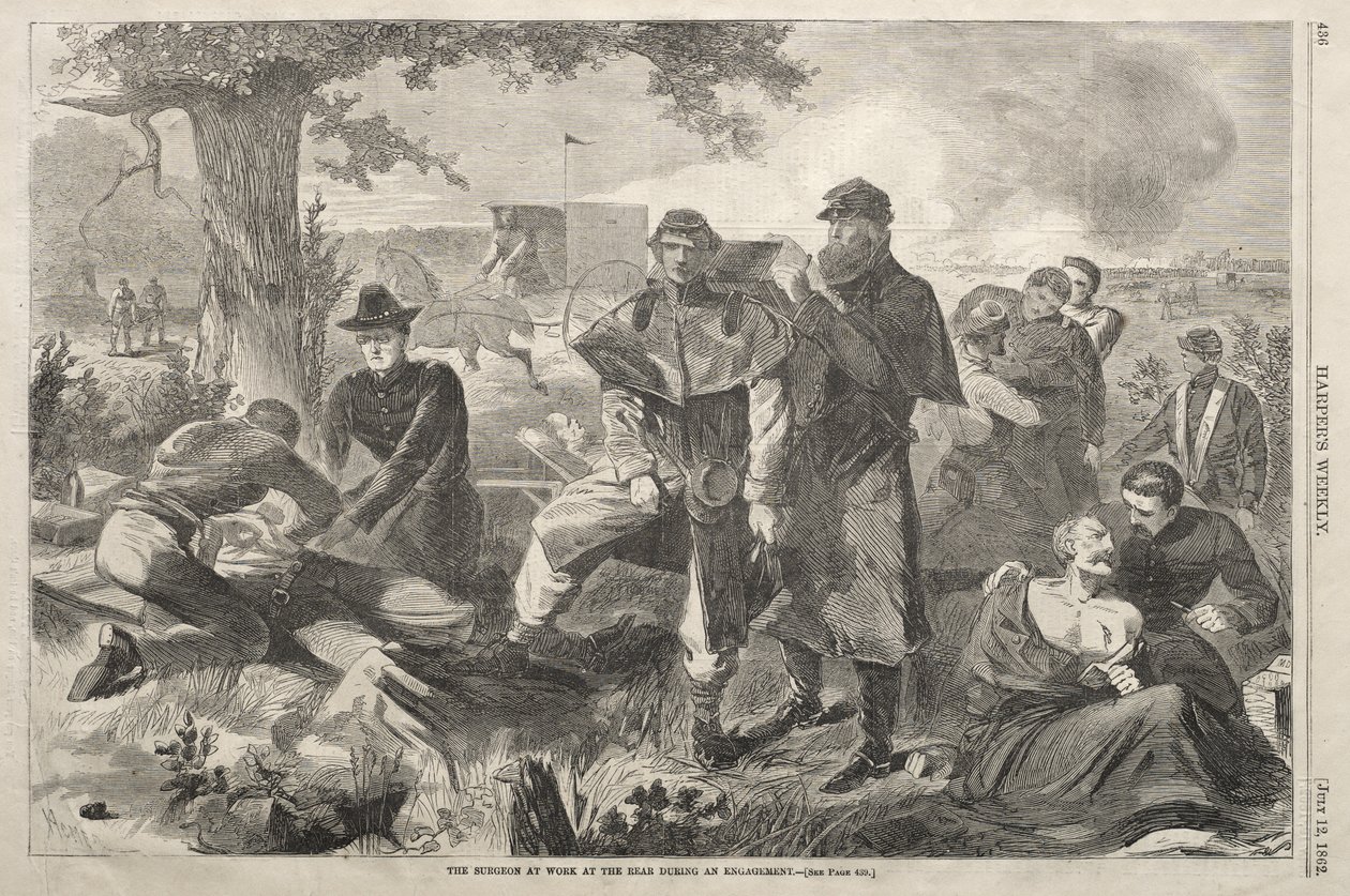 Kirurgen i arbete i de bakre leden under en strid av Winslow Homer