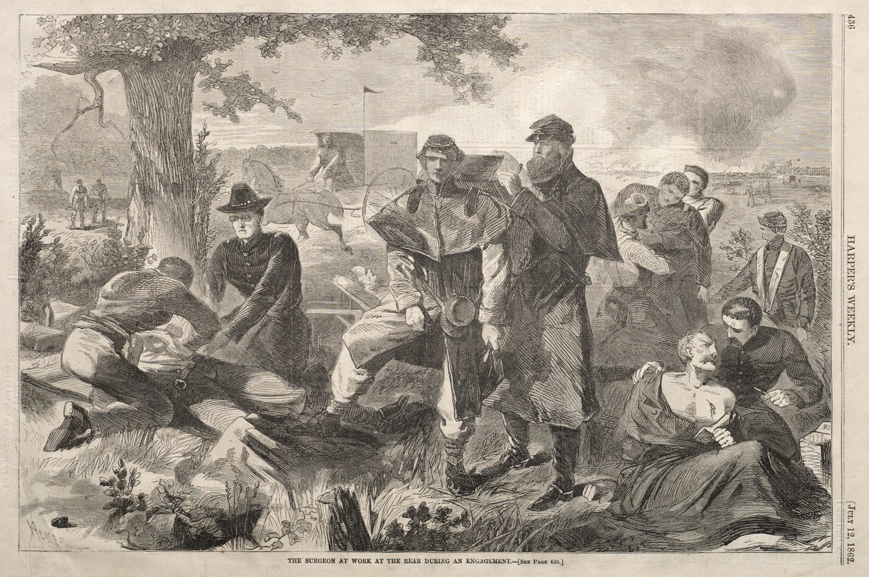 Kirurgen i arbete på baksidan under en förlovning, 1862. av Winslow Homer