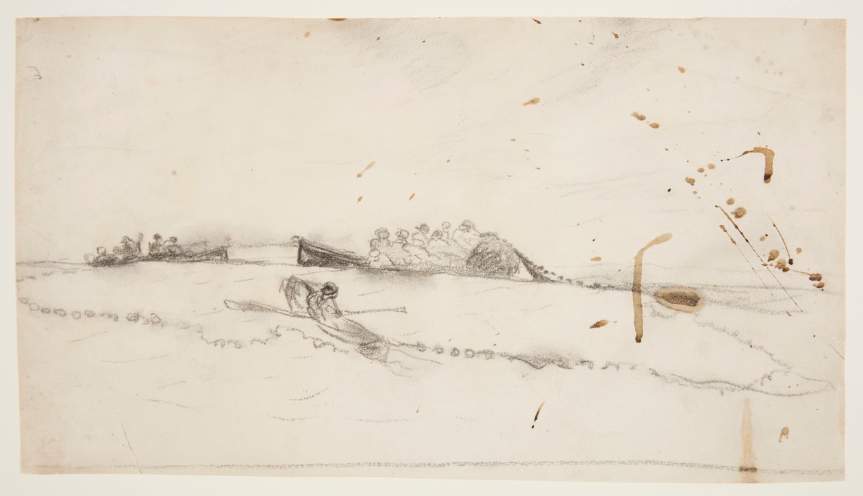 Tre båtar med fiskare som sätter ut ett nät av Winslow Homer