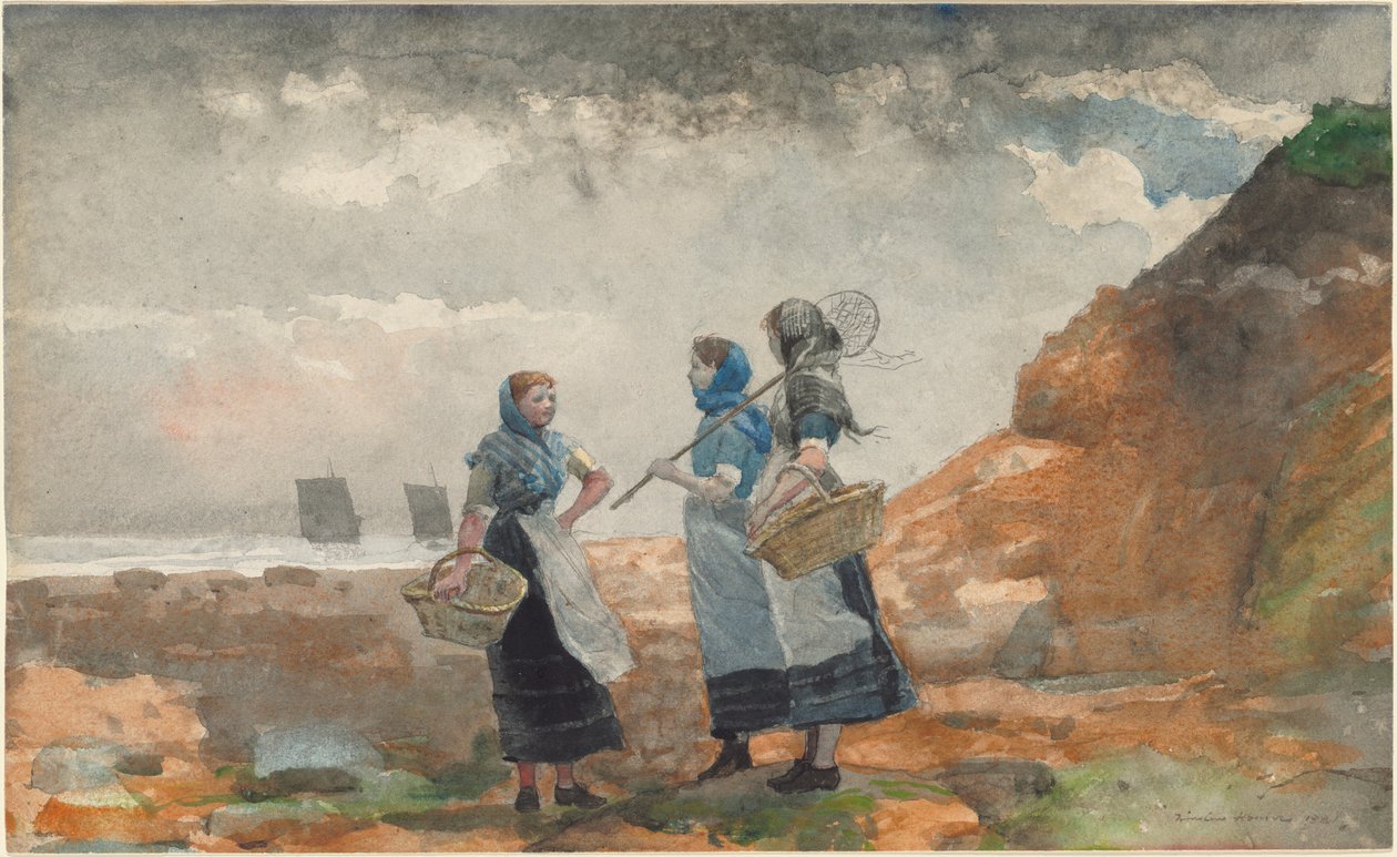 Tre fiskarflickor, Tynemouth av Winslow Homer