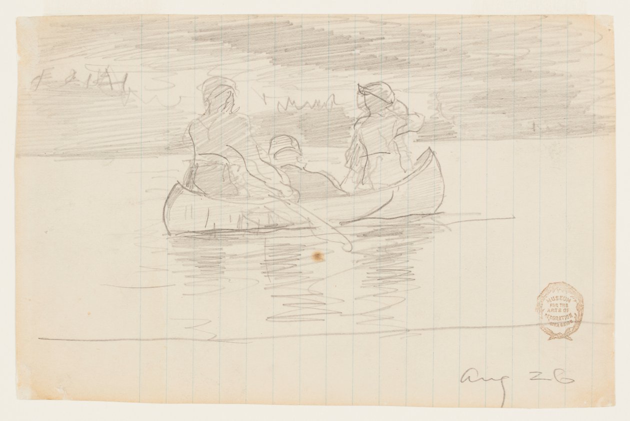 Tre män i en kanot, Il Manigne, Quebec av Winslow Homer