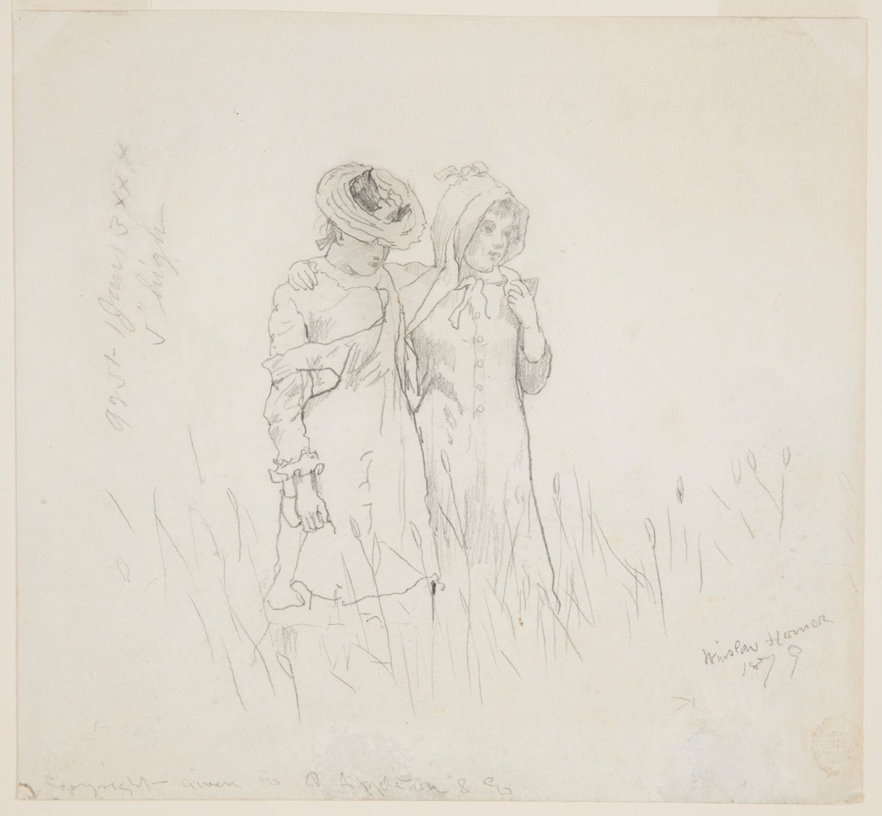 Två flickor på ett fält av Winslow Homer