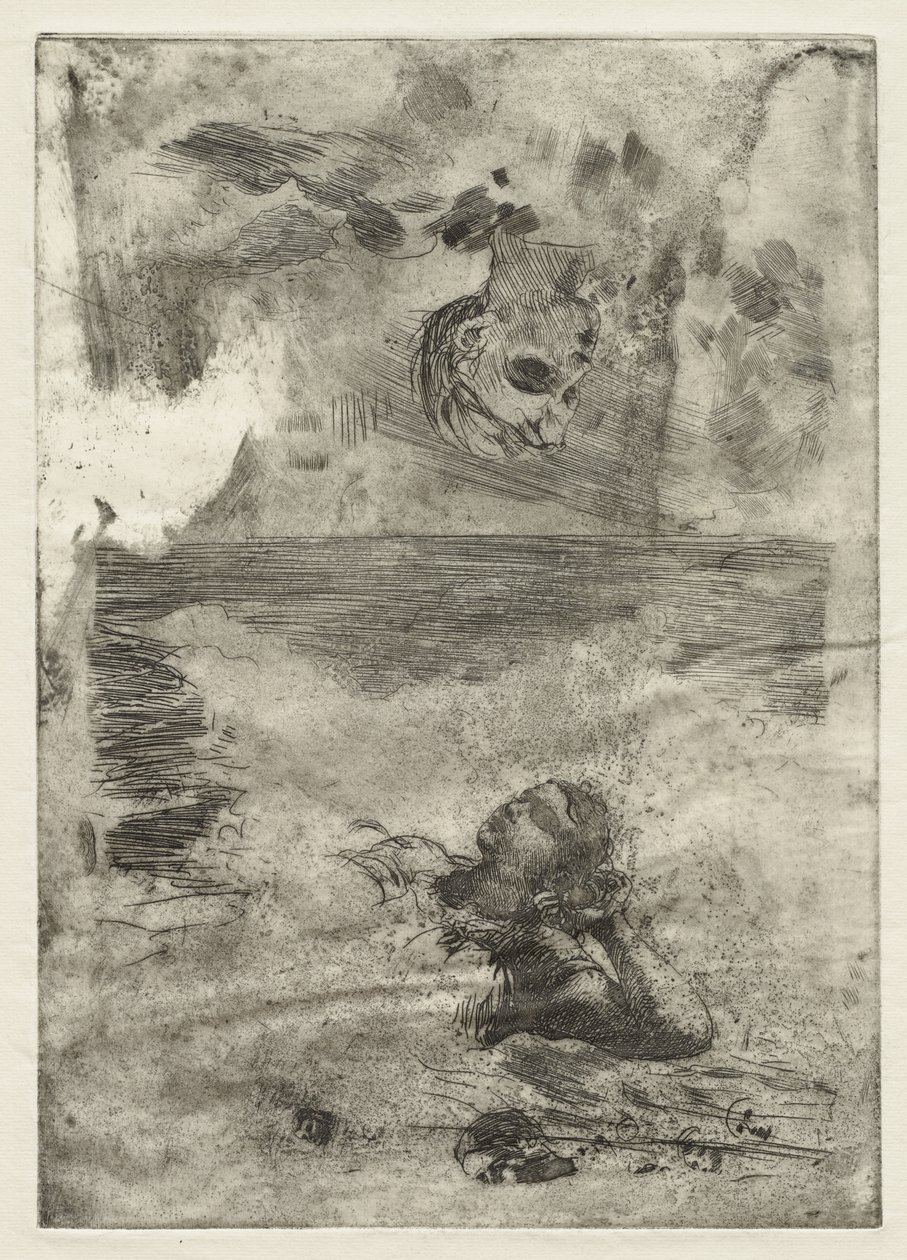 Två huvuden, studie efter "Undertow", c.1886, tryckt c.1967 av Winslow Homer