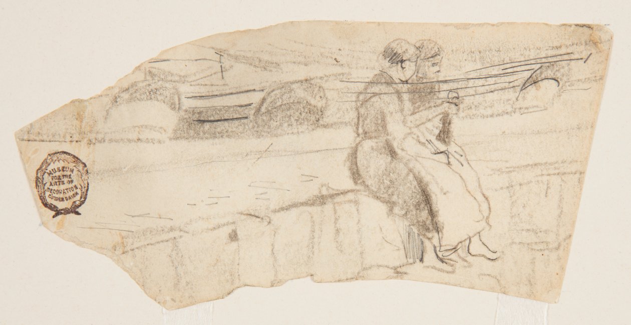 Två kvinnor som sitter på en havsvägg, Cullercoats, England av Winslow Homer