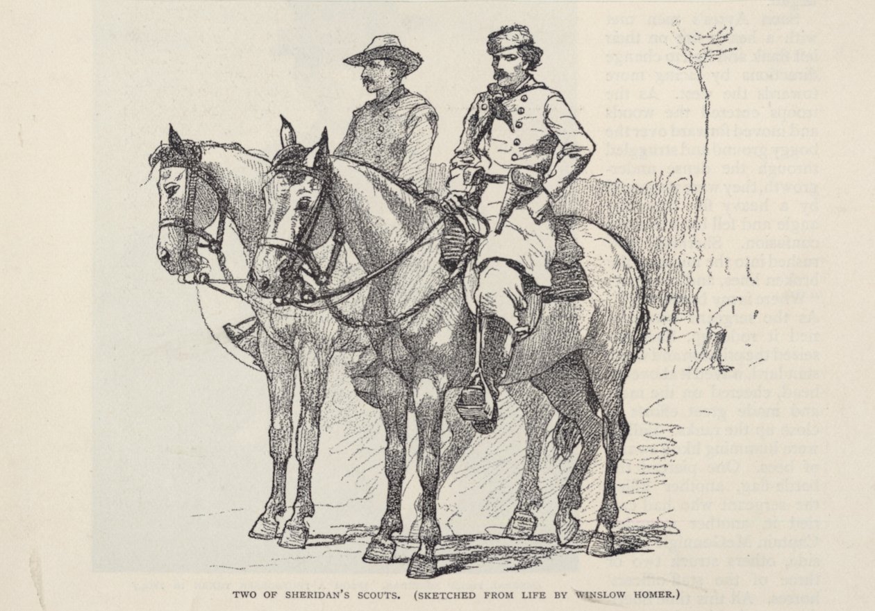 Två av Sheridans scouter, från The Century Magazine, november 1887 av Winslow Homer