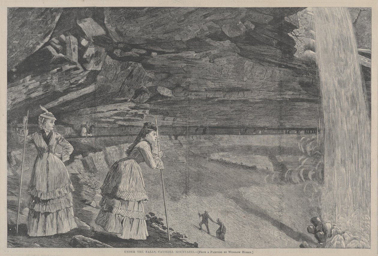 Under the Falls, Catskill Mountains från en målning av Winslow Homer, 1872. av Winslow Homer