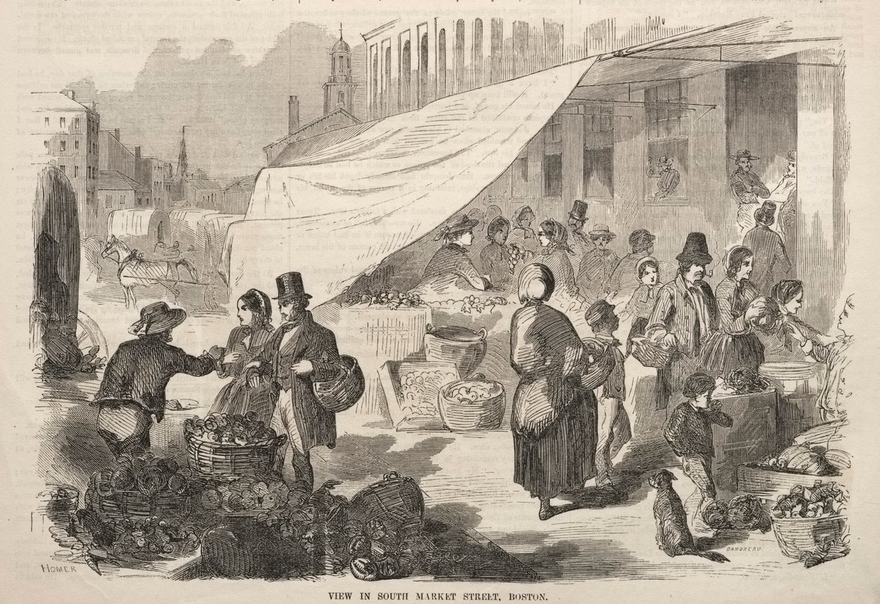 Utsikt över South Market Street, Boston av Winslow Homer