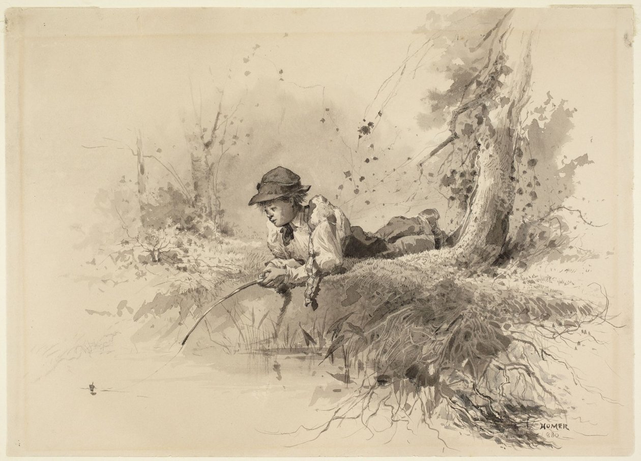 Väntan på napp av Winslow Homer
