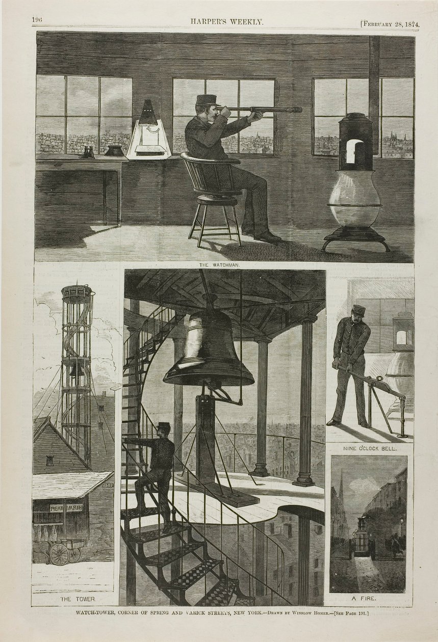 Watch-Tower, hörnet av Spring och Varick Streets, New York av Winslow Homer