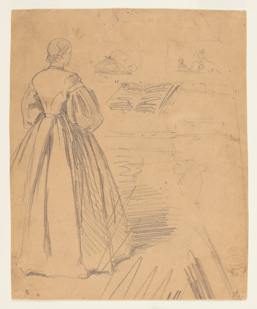 Kvinna som står framför ett piano av Winslow Homer