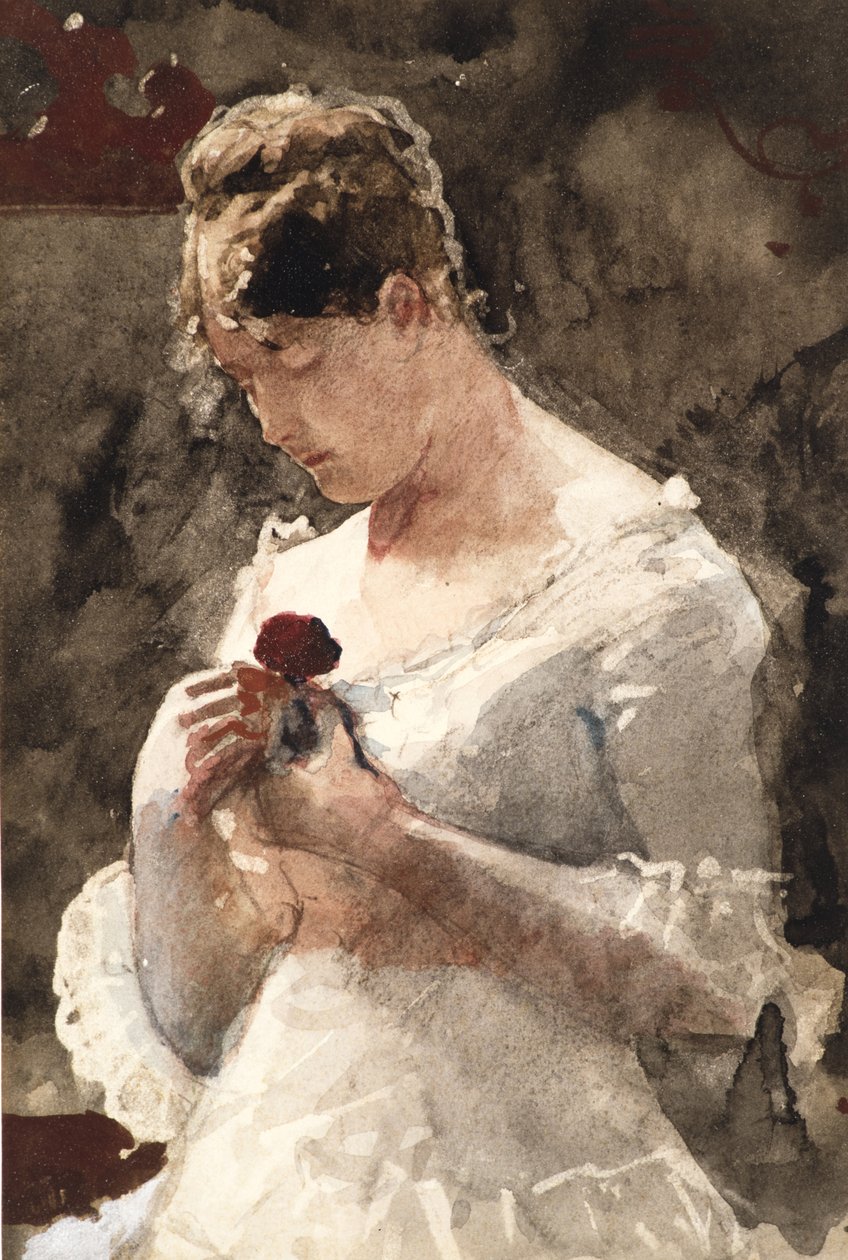 Kvinna med en ros, 1879 av Winslow Homer