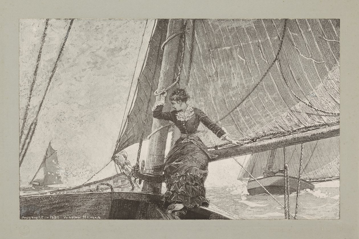 Flicka på segelbåt av Winslow Homer