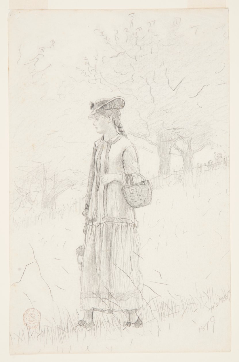 Ung kvinna som bär en korg av Winslow Homer