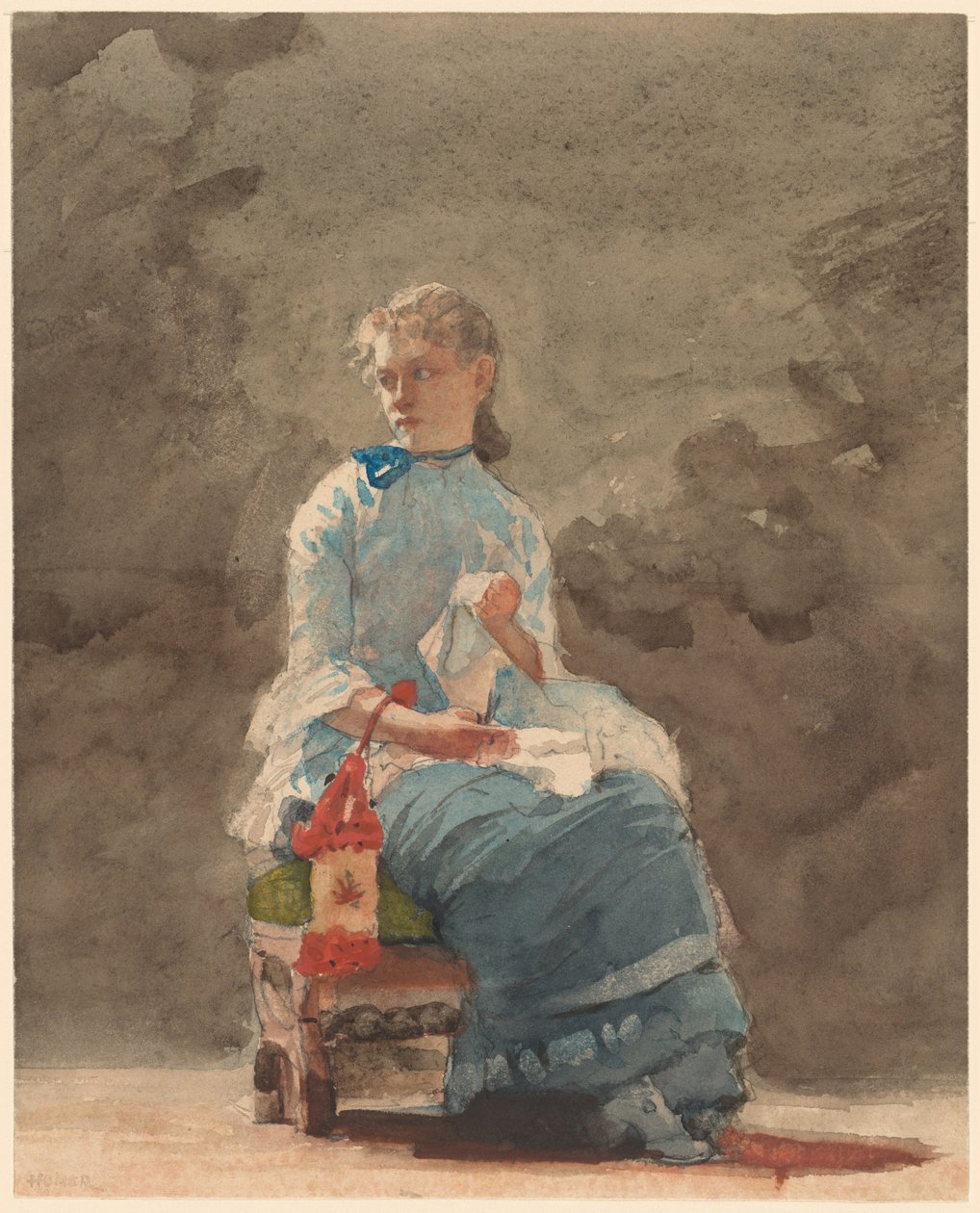 Ung kvinna sömnad av Winslow Homer