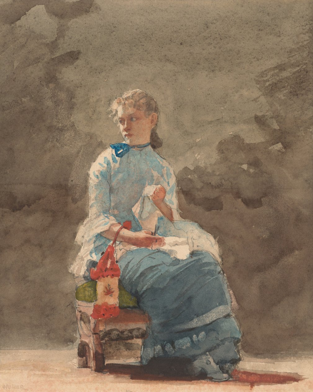 Ung kvinna sömnad, 1876. av Winslow Homer