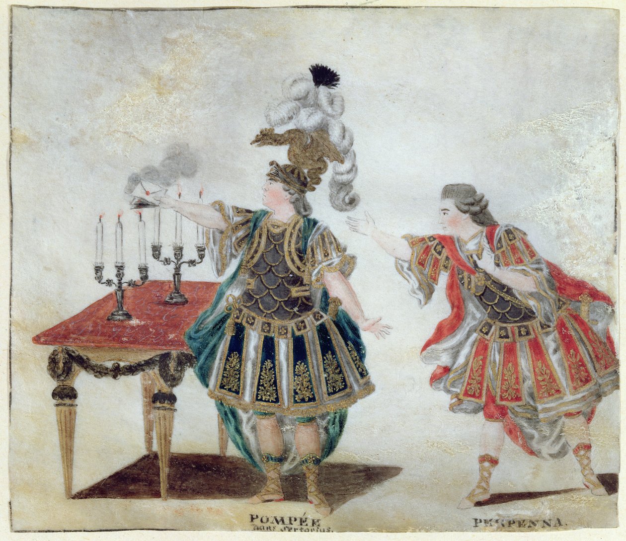Pompejus och Perpenna i tragedin Sertorius av Corneille, c.1780 av Wirscher