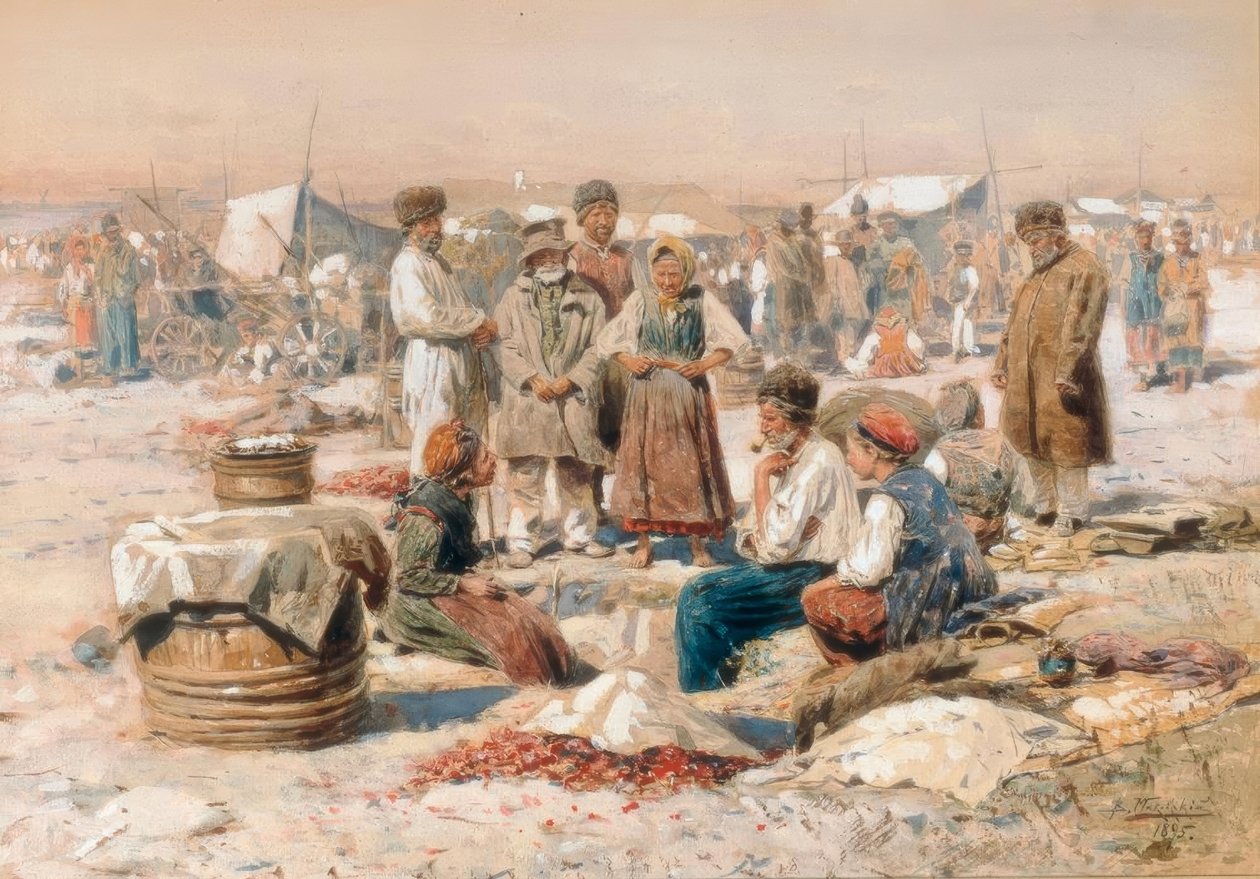 Dorfmarkt av Wladimir Jegorowitsch Makowski