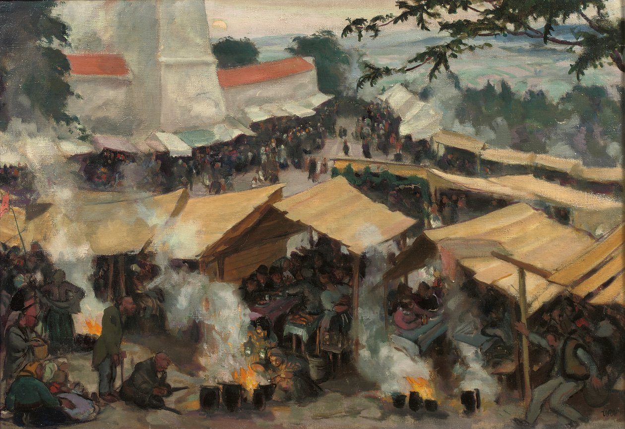 Mässan i Kawaria Zabrzydowska, Polen, ca 1913 (olja på duk) av Wojciech Stanislaw Weiss