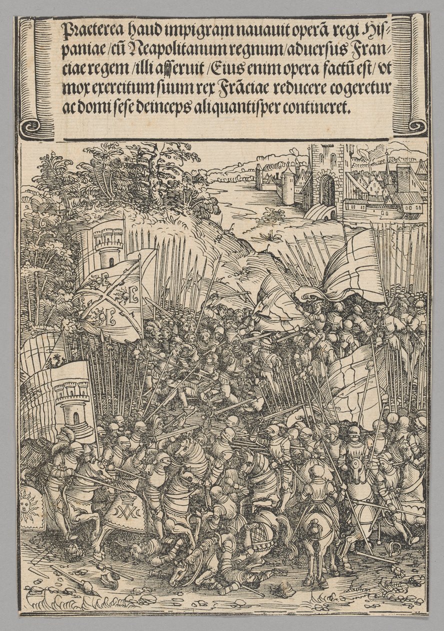 Conquest of Neapel, skylt 17 från historiska scener från kejsar Maximilian I:s liv från triumfbågen av Wolf Traut