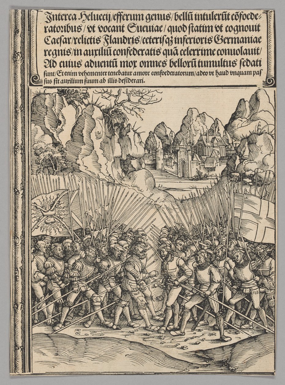 Schweiziska kriget, skylt 16 från historiska scener ur kejsar Maximilian I:s liv från triumfbågen av Wolf Traut