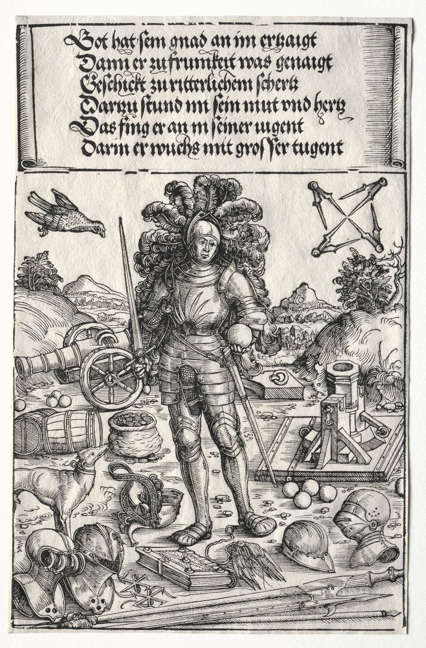 Maximilian I:s triumfbåge: Kejsar Maximilian som beskyddare av förbättringar..., 1515-17. av Wolf Traut