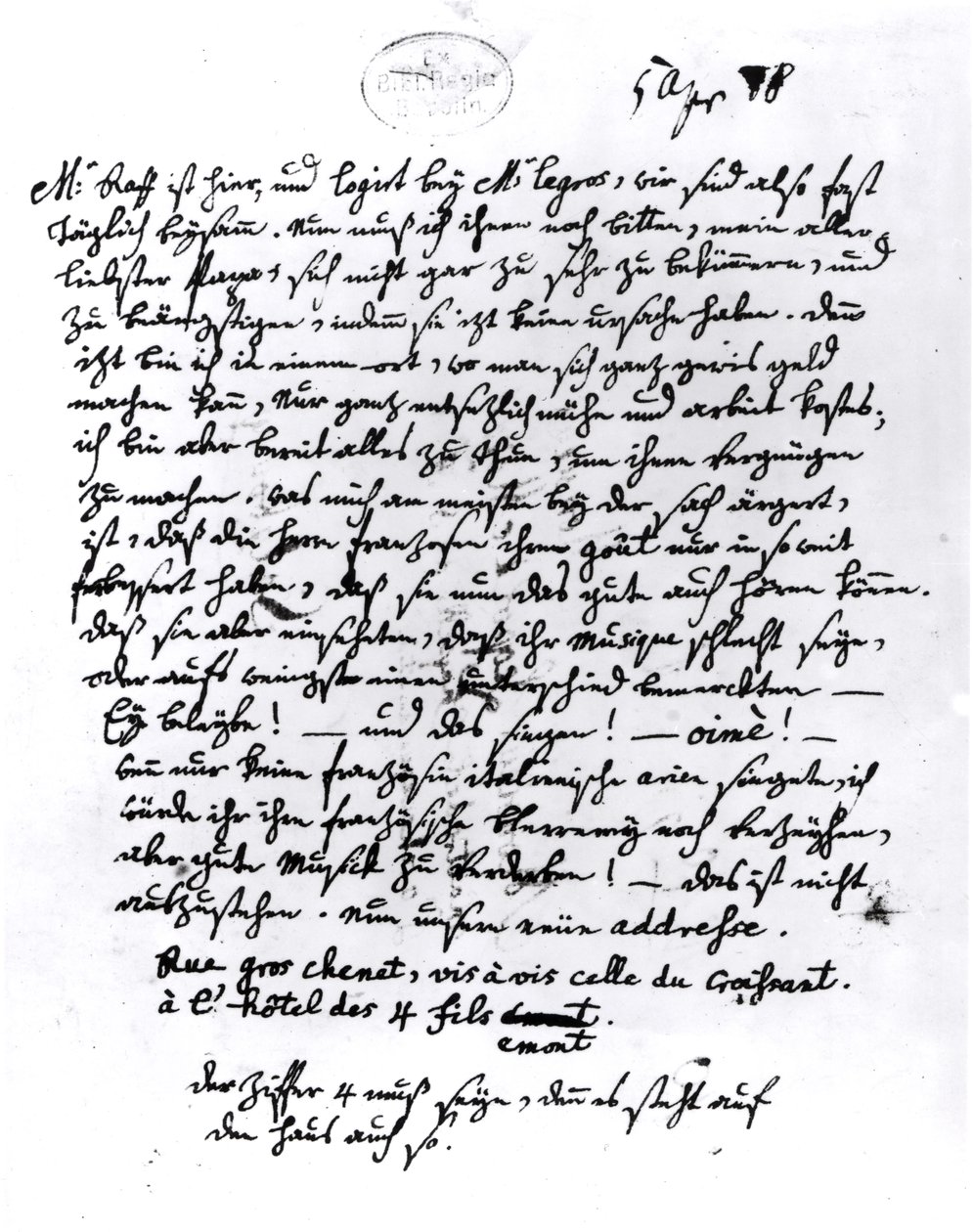 Brev från Mozart till sin far, 5 april 1778 (penna och bläck på papper) av Wolfgang Amadeus Mozart