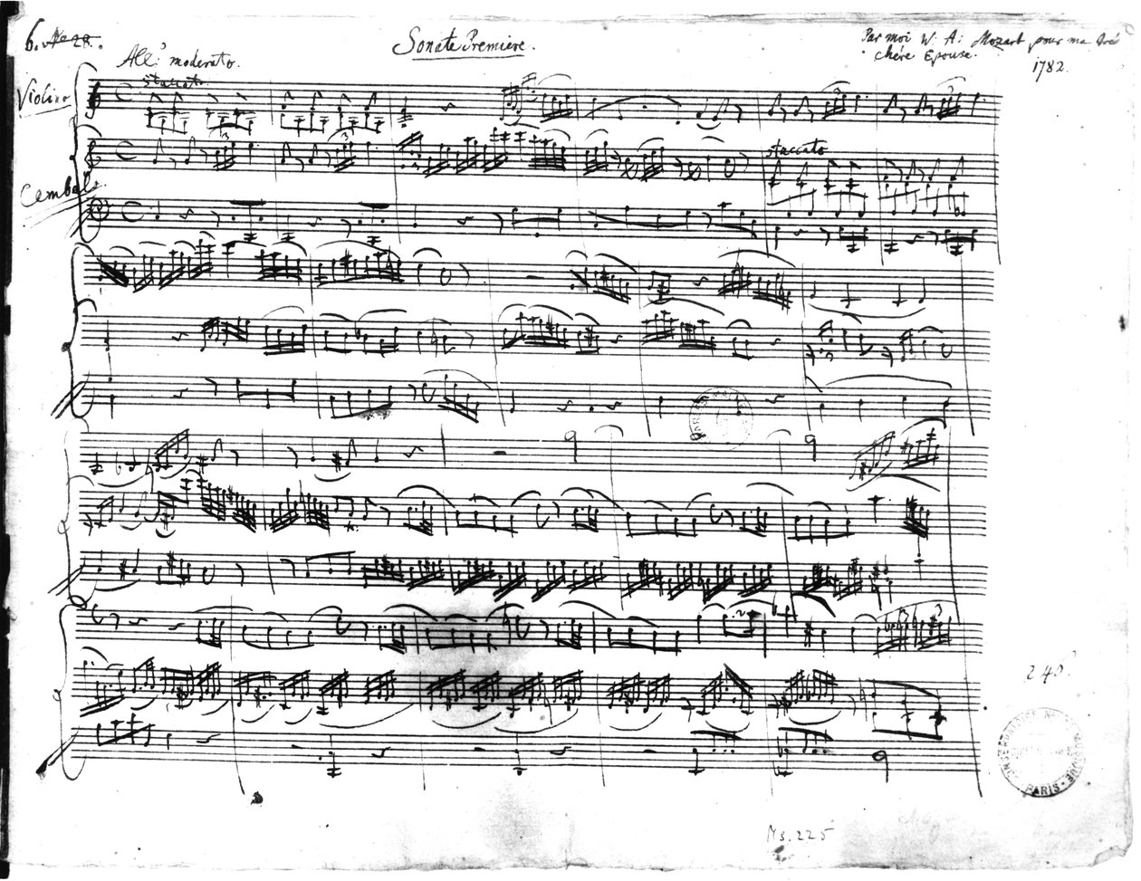 Ms.225 Sonatpremiär för violin och cembalo i C-dur (K 403) 1782 av Wolfgang Amadeus Mozart