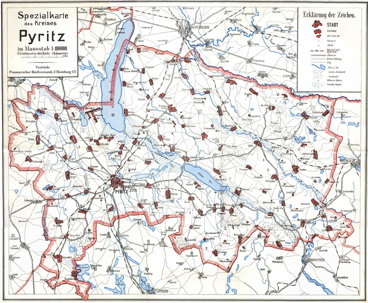 Pre-war-kort av pyritz och cirkeln pyritz av Wolfgang Langkabel