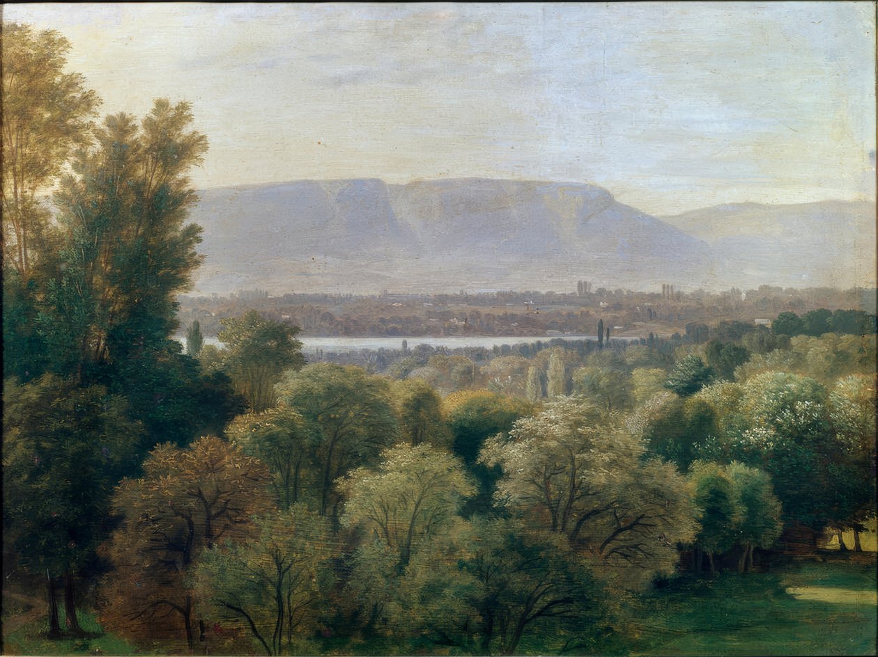 Utsikt över Genèvesjön och Salève av Wolfgang Adam Töpffer