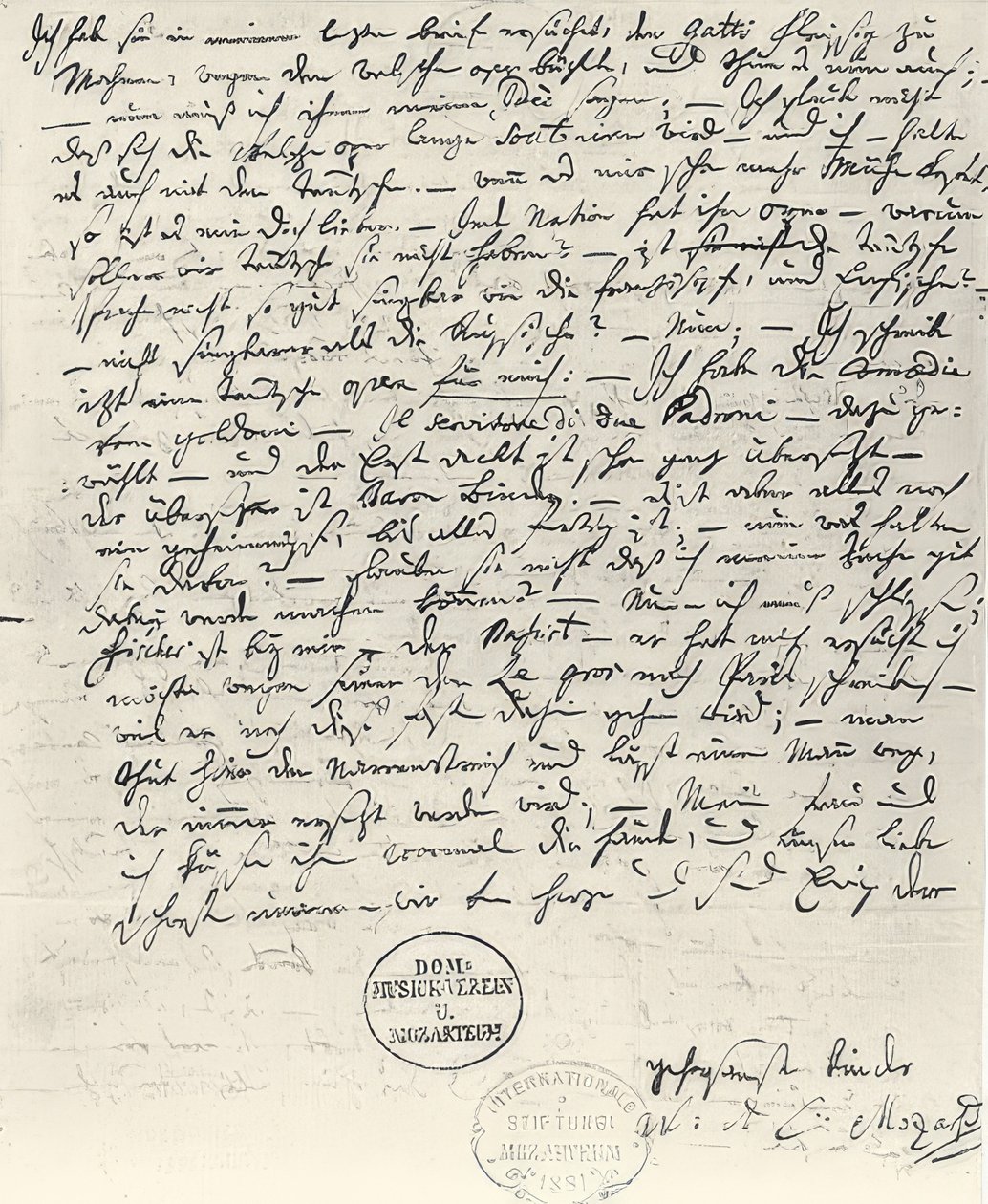 Handskrivet brev från Wolfgang Amadeus Mozart av Wolfgang Amadeus Mozart