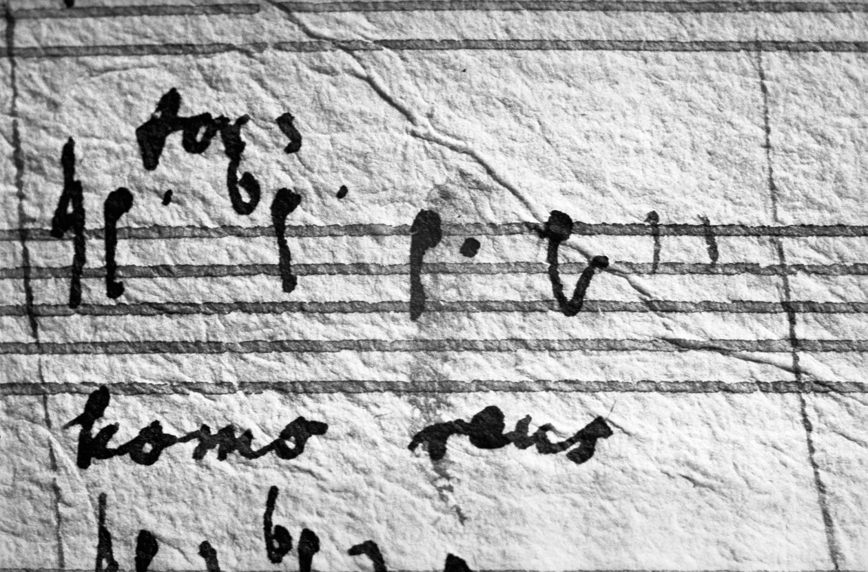 Partitur till Mozarts Requiem, de sista noterna han skrev ... av Wolfgang Amadeus Mozart