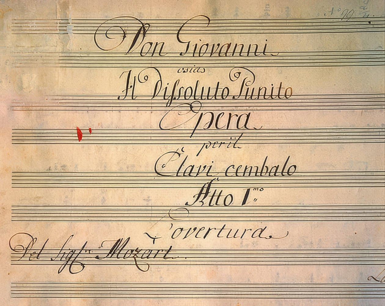 Titelsida till operan Don Giovanni. Första föreställningen 1787 av Wolfgang Amadeus Mozart
