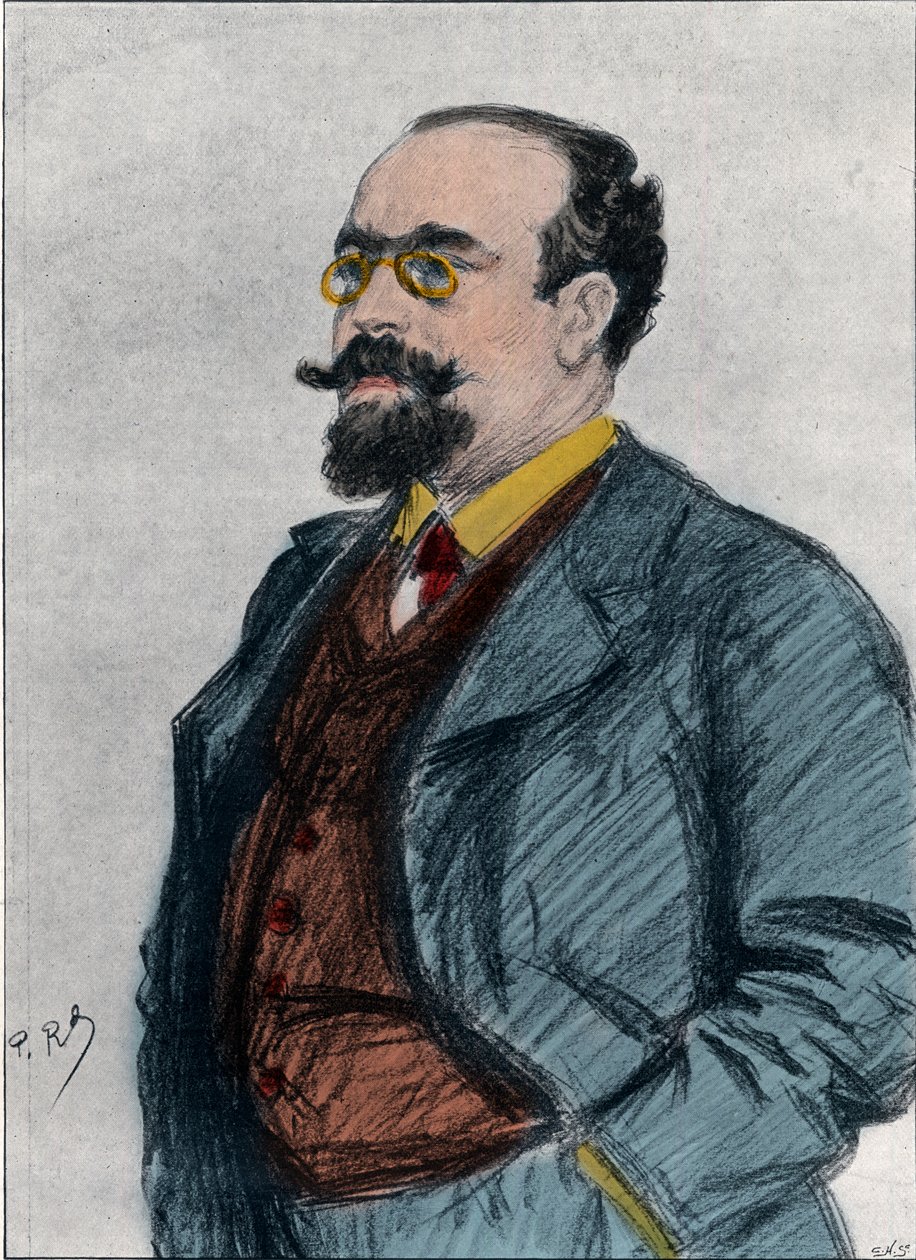 Porträtt av Lazare Bernard (Bernard Lazare) (1865-1903) fransk judisk litteraturkritiker, politisk journalist, polemiker och anarkist. av Woodbine K. Hinchliff