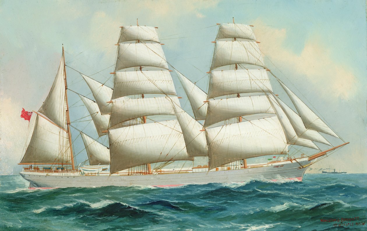 Three Masted Barque Annesley (olja på papper) av Woolston Barratt