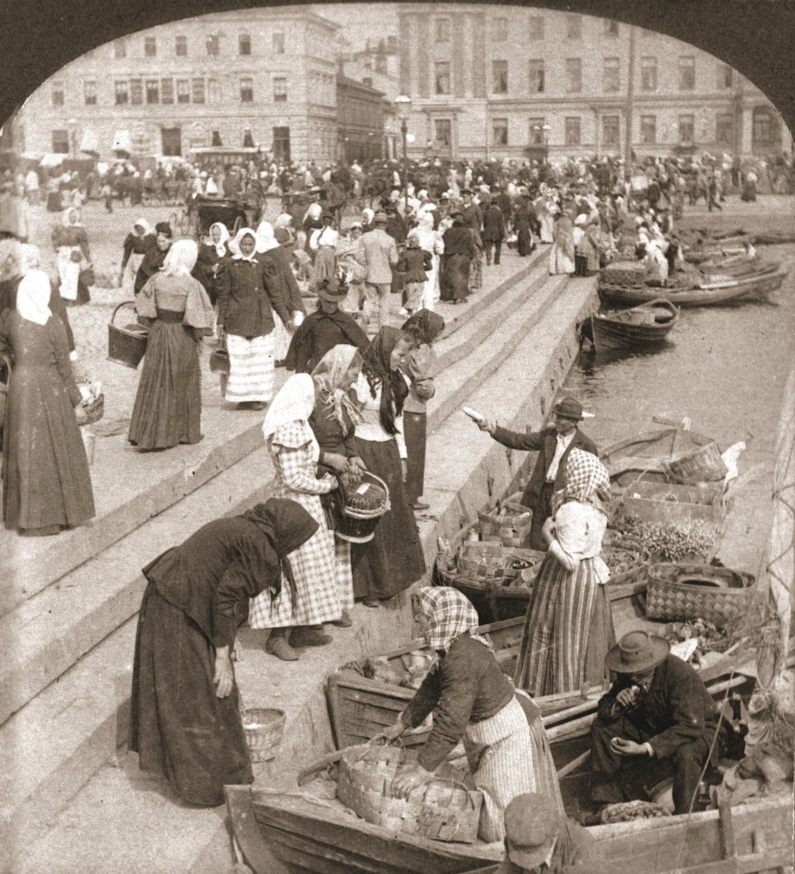 Market Boats, Helsingfors, Finland, 1898. av Works and Sun Sculpture Studios