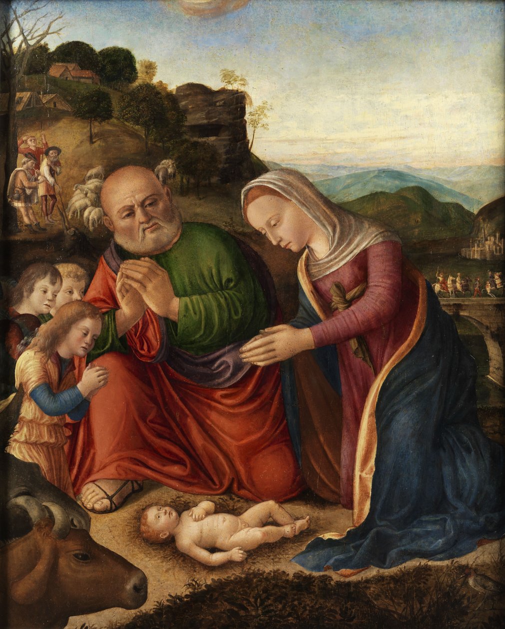 Tillbedjan av barnet av Giovanni Bellini